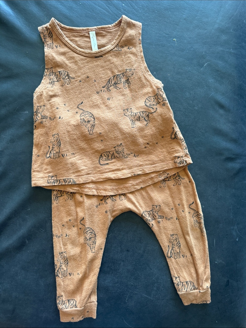 Rylee + Cru Dusty Brown Tiger Baby Tank Top & Pants